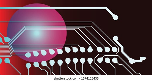 Circuit Board Technology Information Pattern Concept Vector Background. Modern Color Abstract PCB Trace Data Infographic Design Illustration.
