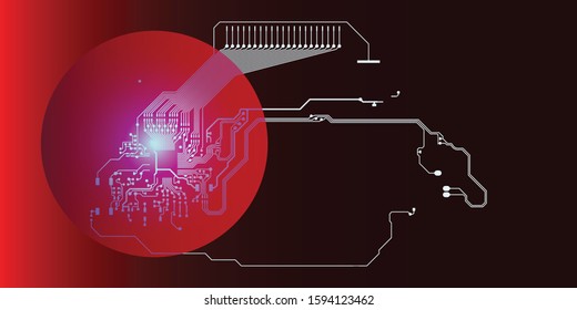 Circuit Board Technology Information Pattern Concept Vector Background. Modern Color Abstract PCB Trace Data Infographic Design Illustration.
