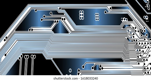 Circuit Board Technology Information Pattern Concept Vector Background. Black Color Abstract PCB Trace Data Infographic Design Illustration.