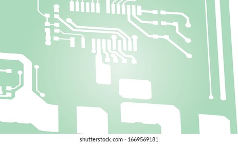 Circuit Board Technology Information Pattern Concept Vector Background. white Colour Abstract PCB Trace Data on green background.