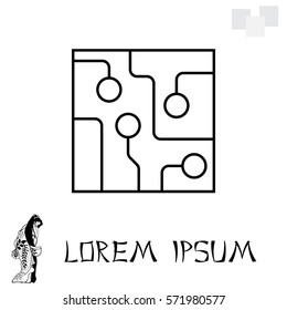 Circuit board, technology line icon