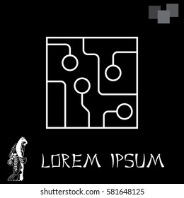 Circuit board, technology line icon