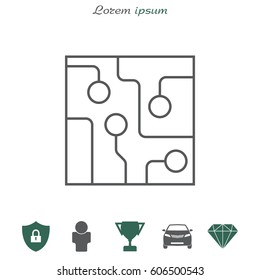 Circuit board, technology line icon