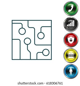 Circuit board, technology line icon