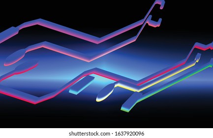 Circuit Board Technology on black Background. Abstract Scifi PCB Trace Data.  3d ilustration. vector eps10.