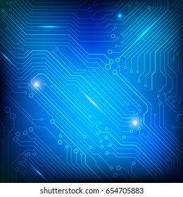 Circuit Board Technology On Blue Background Vector