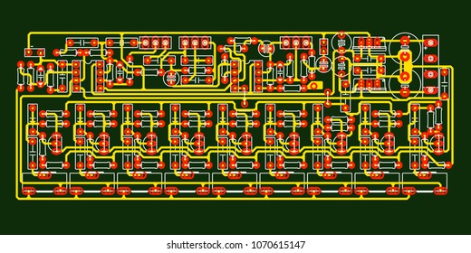 Circuit board. Technology template. Vector colorful illustration.