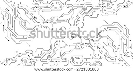 Circuit board technology texture on white background. Electronic elements and futuristic computer design. Suitable for web and banner template. Vector illustration