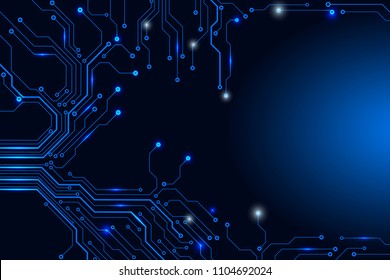 Circuit Board Technology Tree Pattern Concept Vector Background. Blue Abstract Scifi PCB Trace Data Transfer Design Illustration. - Shutterstock ID 1104692024