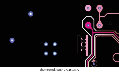 Circuit Board Technology Tree Pattern Concept Vector Background. Blue Abstract Scifi PCB Trace Data Transfer Design Illustration.