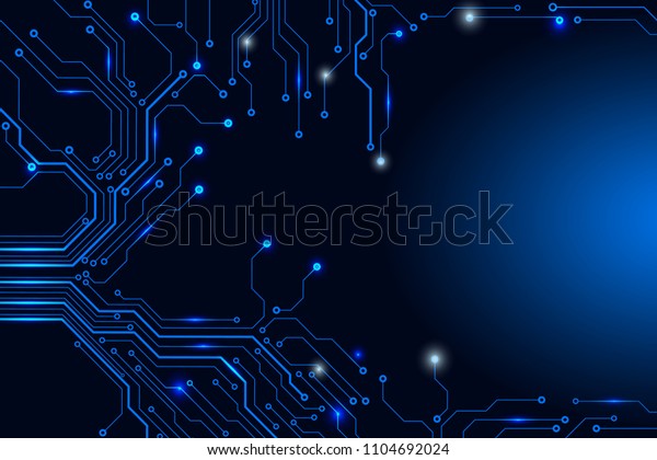 Circuit Board Technology Tree Pattern\
Concept Vector Background. Blue Abstract Scifi PCB Trace Data\
Transfer Design\
Illustration.