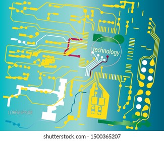 Circuit Board Technology Yellow Pattern Vector Background
