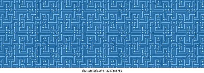 Circuit Board texture Background, like maze, seamless pattern