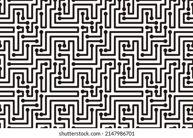 Circuit Board texture Background, like maze, seamless pattern
