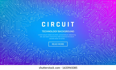 Circuit board texture for banner. Electronic motherboard connection and lines. Abstract technology background. Vector illustration
