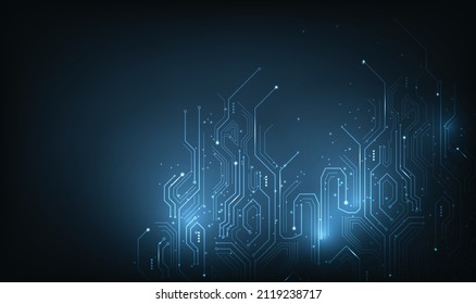  Circuit board texture technology background.Vector abstract technology illustration Circuit board on dark blue background.High tech circuit board connection system concept. 