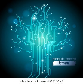 circuit board tree background - creative idea vector