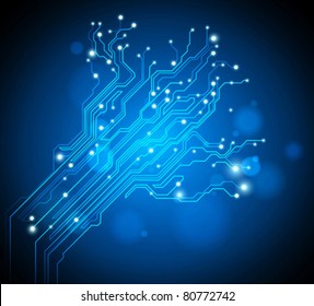 circuit board tree background - creative idea vector