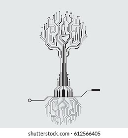 Circuit board tree background.vector illustration.
