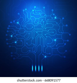 Circuit Board Tree Blue Tech Scifi Concept Design Vector Background