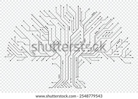 Circuit board tree. Tree data technology circuit line. Abstract futuristic circuit board. Futuristic technology design elements. Vector illustration