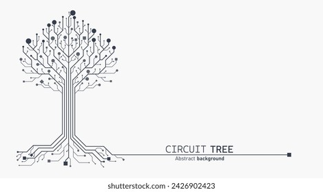 Platinenbaum. Internetverbindungskonzept für digitale Leiterplatten. Weiche Farbtextur. System der Hauptplatine eines Computers. Vektor-Illustration Punkte, Linien und quadratische soziale Netzwerk und Verbindung.