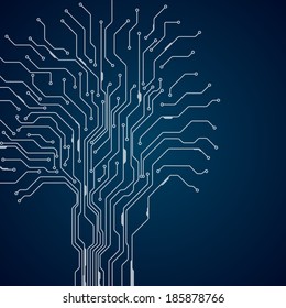 Circuit board tree. Hi-tech concept background. Vector.