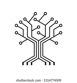 Circuit Board Tree Logo Vector