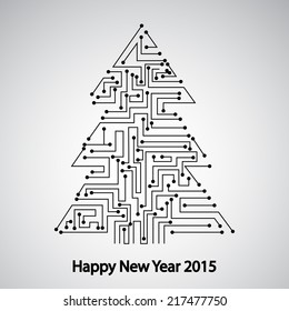 Circuit board, Tree for the new year eps 10, vector elegant illustration