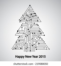 Circuit board, Tree for the new year eps 10, vector elegant illustration