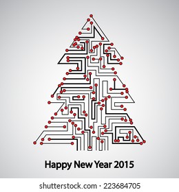 Circuit board, Tree for the new year eps 10, vector elegant illustration