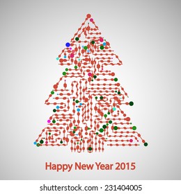 Circuit board, Tree for the new year eps 10, vector elegant illustration