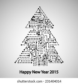 Circuit board, Tree for the new year eps 10, vector elegant illustration
