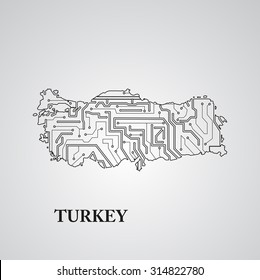 Circuit board Turkey eps 10, vector elegant illustration