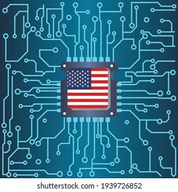 Circuit Board Usa Flag Vector Background Stock Vector (Royalty Free ...