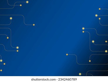 Resumen de vectores de placa de circuito, puntos y líneas Ilustración de alta tecnología color azul oscuro con tecnología de datos y conceptos de big data.