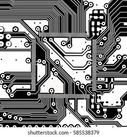 Circuit board vector background. High-tech pattern consisting of electrical conductors symbolizing the advanced electronic design, digital technologies of the future, complex technical devices