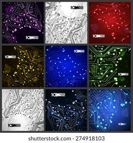 Circuit board vector background, set technology illustration eps10