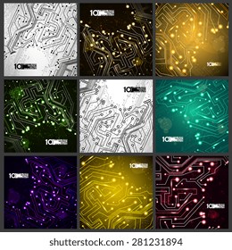 Circuit board vector background, set technology illustration eps10