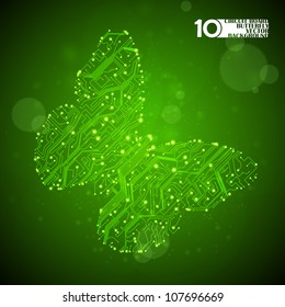 Circuit board vector background, technology illustration, butterfly illustration eps10