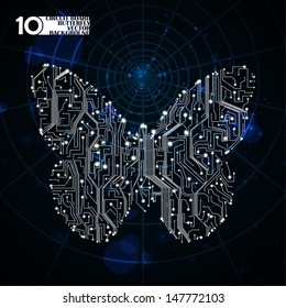 Circuit board vector background, technology illustration, butterfly illustration eps10