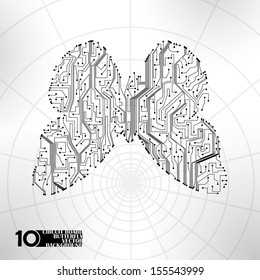 Circuit board vector background, technology illustration, butterfly illustration eps10