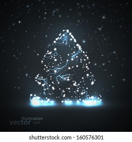 Circuit board vector background, technology illustration, christmas tree eps10