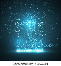 Circuit board vector background, technology illustration, christmas gift eps10