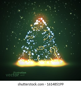 Circuit board vector background, technology illustration, christmas tree eps10
