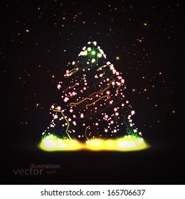 Circuit board vector background, technology illustration, christmas tree eps10