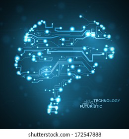 Circuit board vector background, technology illustration, form of brain eps10