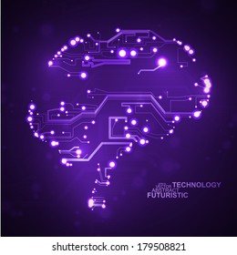 Circuit board vector background, technology illustration, form of brain eps10