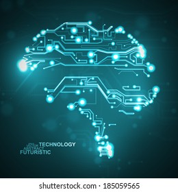Circuit board vector background, technology illustration, form of brain eps10