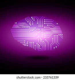 circuit board vector background, technology illustration, brain
